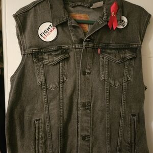 NWT Levi's x ACT UP Pride Collectiom  Gray Denim Vest